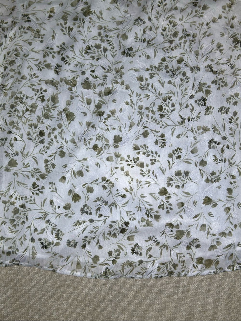 Calvin Klein White Blouse with Olive Floral Print Cottagecore - Picture 12 of 14